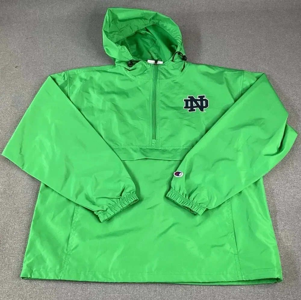 Notre Dame Vintage Bright Green Windbreaker Med